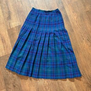 VTG Pendleton plaid pleated wool midi skirt
